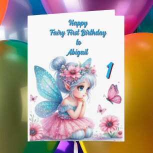 Fairy First Photo KIds BIrthday Wenskaart Kaart