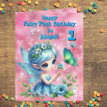 Fairy First Photo KIds BIrthday Wenskaart Kaart<br><div class="desc">Strooi wat glinstering op haar grote dag met onze Fairy First Birthday Photo Wenskaart! Met een magisch sprookjesontwerp, zachte pastelkleuren en ruimte voor de liefste foto van je kleine pixie, is deze kaart perfect voor het vieren van een betoverend jaar. Een fladderen van schattigheid voor het sprookjesachtige begin van je...</div>