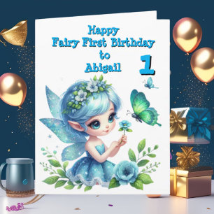 Fairy First Photo KIds BIrthday Wenskaart Kaart