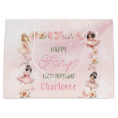 Fairy First Pink Glitter Gift Bag Groot Cadeauzakje (Voorkant)