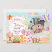 Fairy First Pink Photo Butterfly 1st Birthday  Kaart (Voorkant)