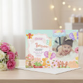 Fairy First Pink Photo Butterfly 1st Birthday  Kaart