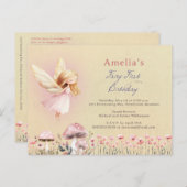 Fairy First Theme Girl's 1st Birthday Party Custom Briefkaart (Voorkant / Achterkant)
