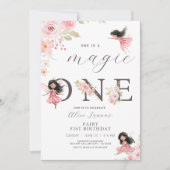 Fairy First Theme Girl's 1st Birthday Party Kaart (Voorkant)