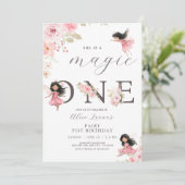 Fairy First Theme Girl's 1st Birthday Party Kaart (Staand voorkant)