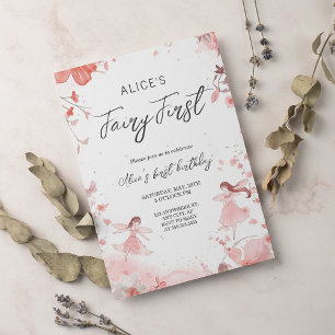 Fairy First Theme Girl's 1st Birthday Party Kaart