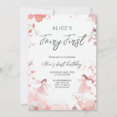 Fairy First Theme Girl's 1st Birthday Party Kaart (Voorkant)