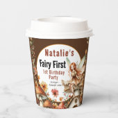 Fairy First Theme Girl's 1st Birthday Party Papieren Bekers (Achterkant)