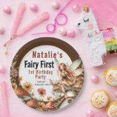 Fairy First Theme Girl's 1st Birthday Party Papieren Bordje (Feest)