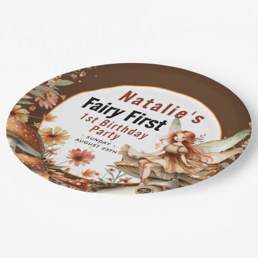 Fairy First Theme Girl's 1st Birthday Party Papieren Bordje (Gekanteld)