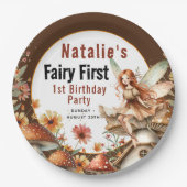 Fairy First Theme Girl's 1st Birthday Party Papieren Bordje (Voorkant)