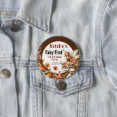 Fairy First Theme Girl's 1st Birthday Party Ronde Button 7,6 Cm (In situ)