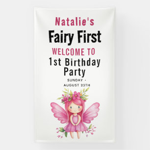 Fairy First Theme Girl's 1st Birthday Party Spandoek