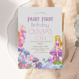 Fairy First Theme Mushroom 1st Verjaardagsfeest Kaart