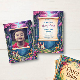 Fairy First Whimsical Woodland Castle 1st Birthday Kaart