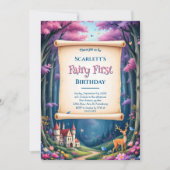 Fairy First Whimsical Woodland Castle 1st Birthday Kaart (Voorkant)