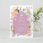 Fairy First Wildflower 1st Birthday Invitation Kaart (Staand voorkant)