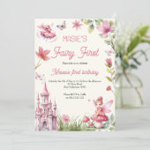 Fairy First Wildflower Waterverf 1e Verjaardag Kaart (Staand voorkant)