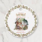 Fairy First Woodland Dieren Paddestoel 1e verjaard Bedankjes Labels (Voorkant)