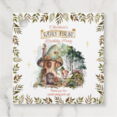 Fairy First Woodland Dieren Paddestoel 1e verjaard Bedankjes Labels (Voorkant)