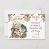 Fairy First Woodland Dieren Paddestoel 1e verjaard Bedankkaart (Voorkant)