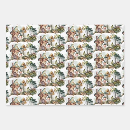 Fairy First Woodland Dieren Paddestoel 1e verjaard Inpakpapier Vel (Voorkant 2)