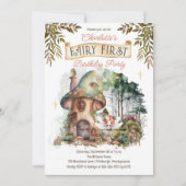 Fairy First Woodland Dieren Paddestoel 1e verjaard Kaart (Voorkant)