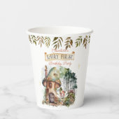 Fairy First Woodland Dieren Paddestoel 1e verjaard Papieren Bekers (Achterkant)