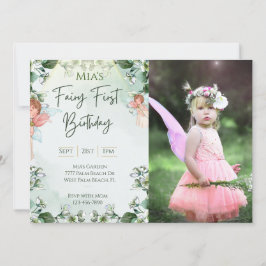 Fairy First Woodland Foto Verjaardag Betoverd Kaart