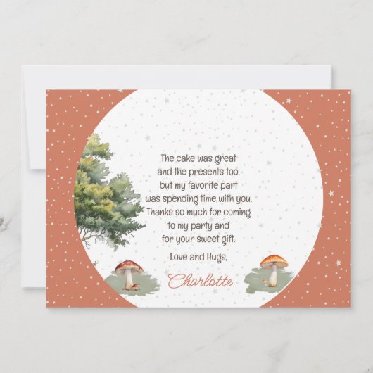 Fairy First Woodland Mushroom 1e Verjaardag Foto Bedankkaart (Achterkant)