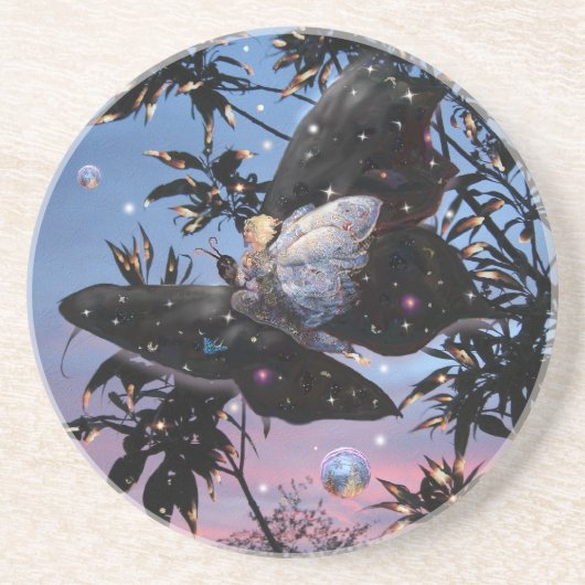 Fairy Flight. Zandsteen Onderzetter (Voorkant)