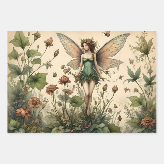  Fairy Floral Butterfly Design Inpakpapier Vel (Voorkant 2)