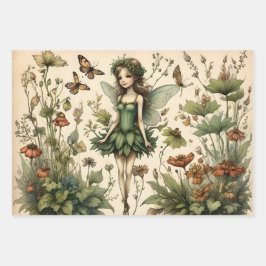  Fairy Floral Butterfly Design Inpakpapier Vel