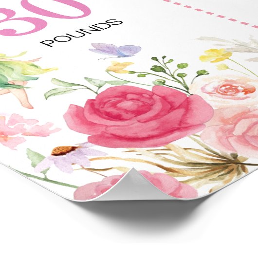 Fairy Floral Eerste jaar Foto Milestone Poster (Hoek)