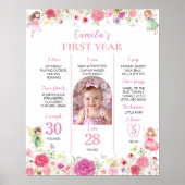 Fairy Floral Eerste jaar Foto Milestone Poster (Voorkant)