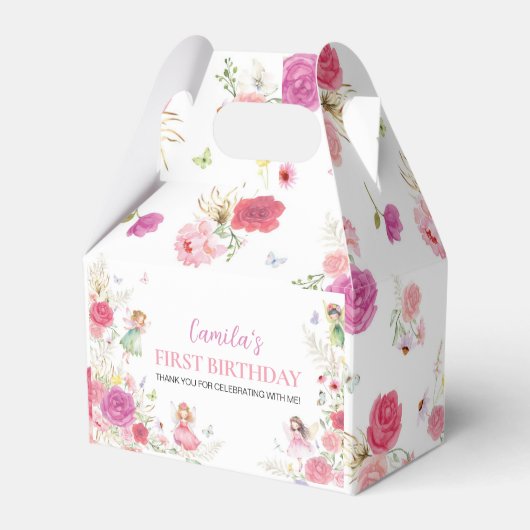 Fairy Floral eerste verjaardag gunstbox Bedankdoosjes (Voorkant Zijde)