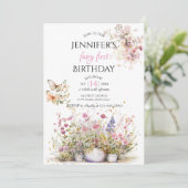 Fairy Floral Eerste Verjaardag Uitnodiging (Staand voorkant)