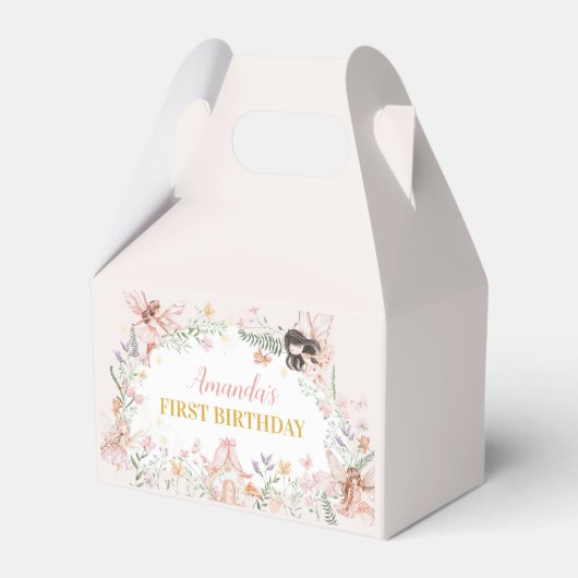 Fairy Floral Garden eerste verjaardag gunstbox Bedankdoosjes (Voorkant Zijde)