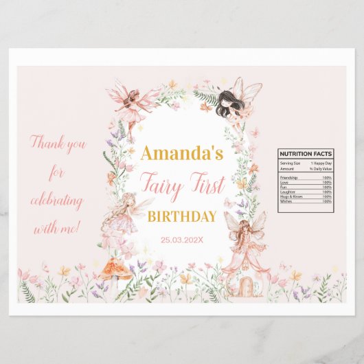 Fairy Floral Garden Verjaardag Chip Bag Wrapper Flyer (Voorkant)