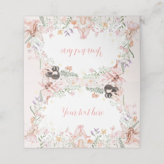 Fairy Floral Garden Verjaardag Voedsel Tent Place  Plaatskaartje (Buitenkant ongevouwen)