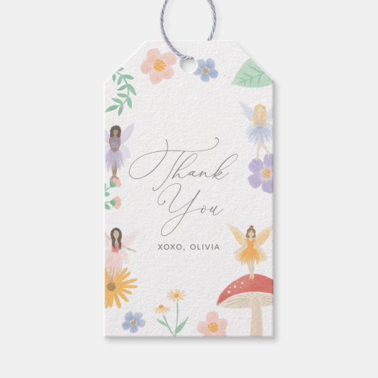 Fairy Floral Girl Birthday Party Cadeaulabel (Voorkant)
