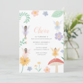Fairy Floral Girl Birthday Party Kaart (Staand voorkant)