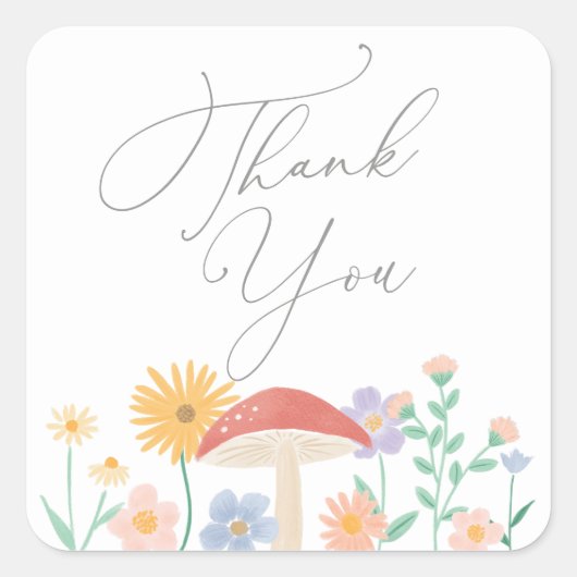 Fairy Floral Girl Birthday Party Vierkante Sticker (Voorkant)