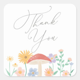 Fairy Floral Girl Birthday Party Vierkante Sticker