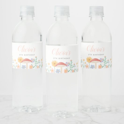 Fairy Floral Girl Birthday Party Waterfles Etiket (Flessen)