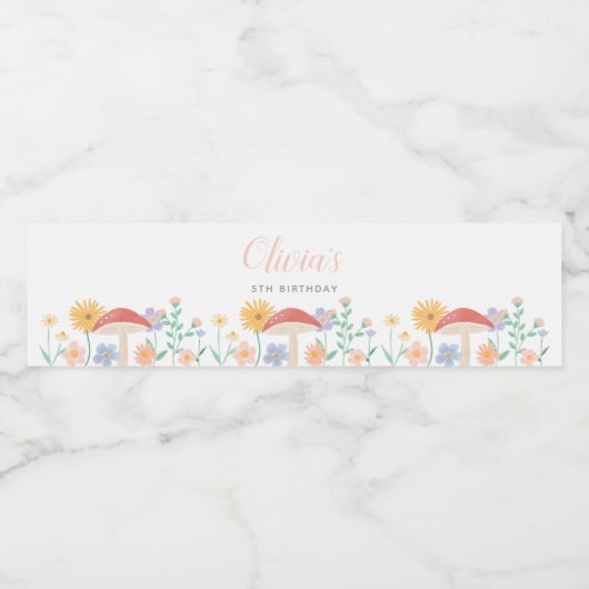 Fairy Floral Girl Birthday Party Waterfles Etiket (Enkel label)