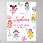 Fairy Floral Girl Birthday Party Welkomstbord Poster (Voorkant)