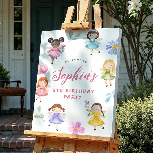 Fairy Floral Girl Birthday Party Welkomstbord Poster