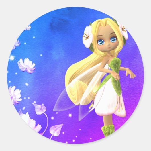 Fairy Floral Ronde Sticker (Voorkant)