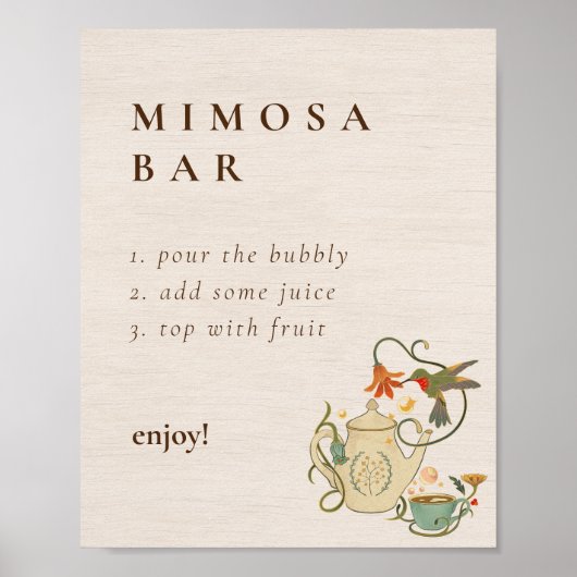  Fairy Floral Tea Party Mimosa Bar Sign Poster (Voorkant)